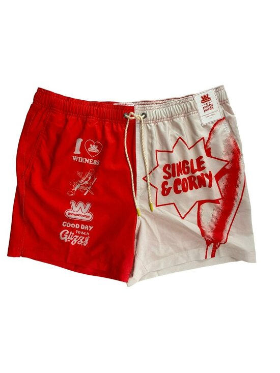 Party Pants Other - Party Pants x Wienerschnitzel 5" Red Swim Shorts Men's Sz XL NWT